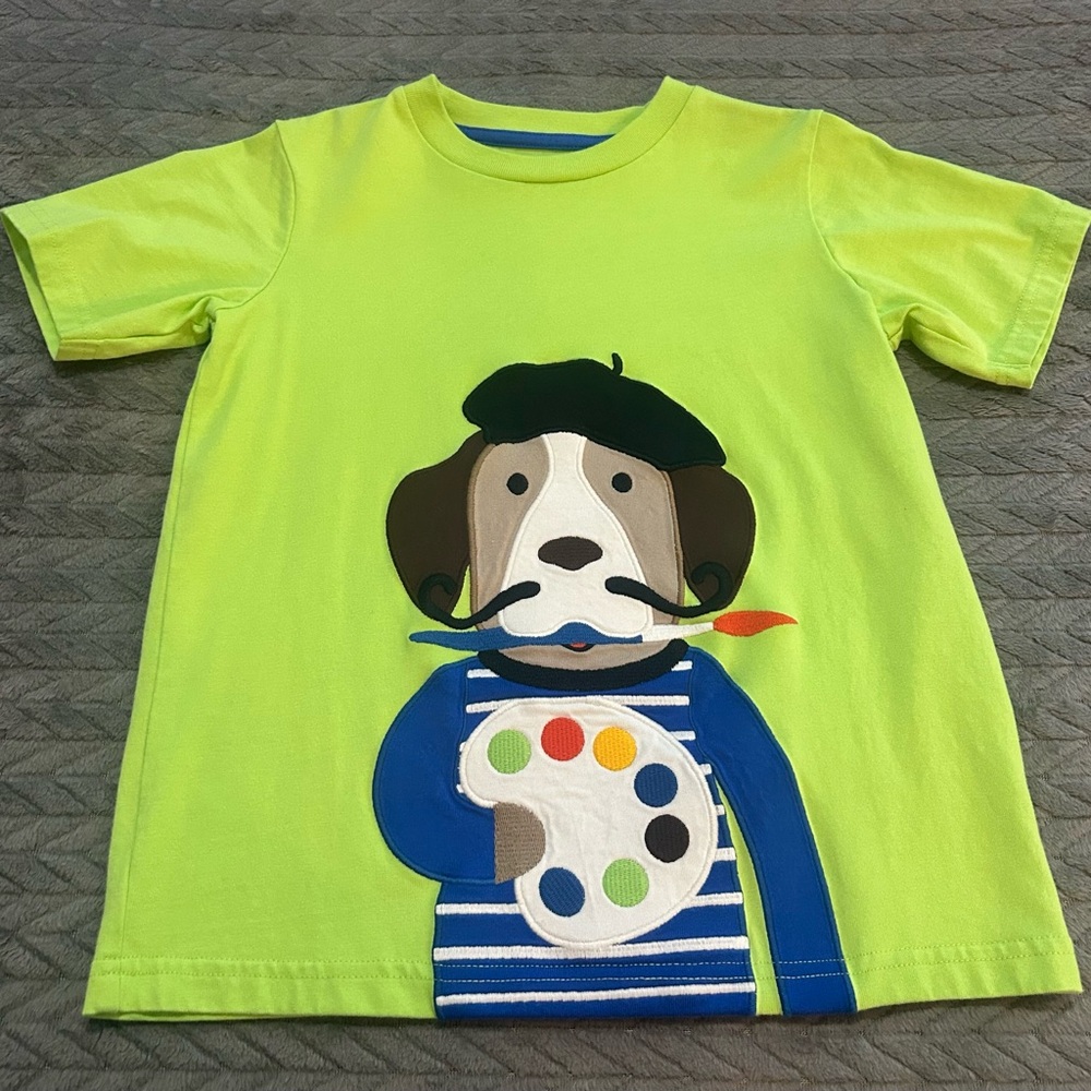 NWOT Gymboree Bright Green Artist Dog Short Sleeve Tee